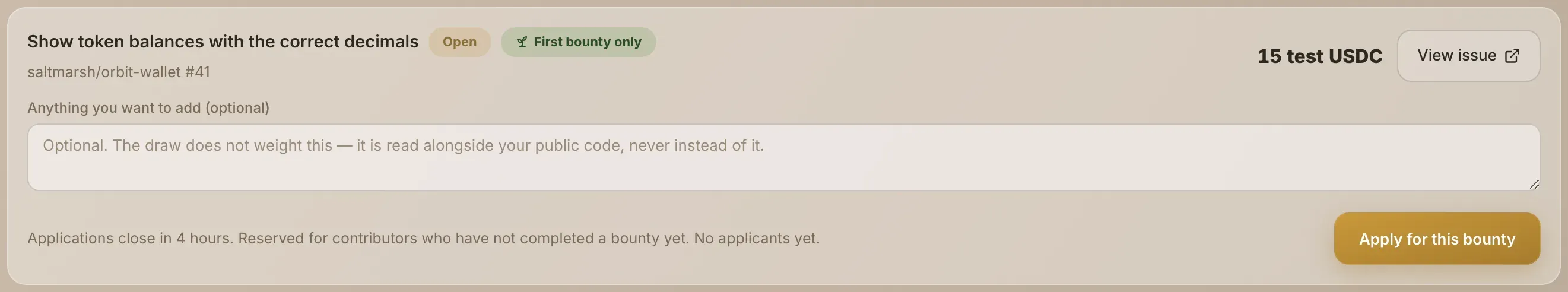 A bounty marked First bounty only
