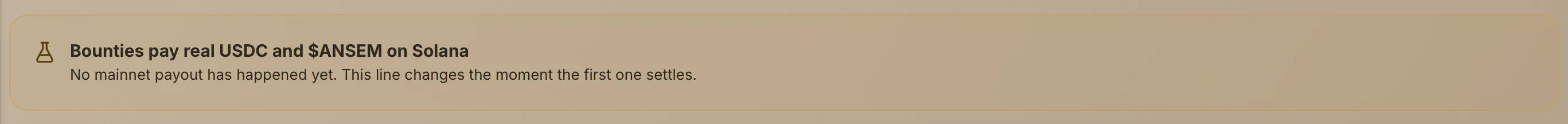 The status banner at the top of the Bounties page