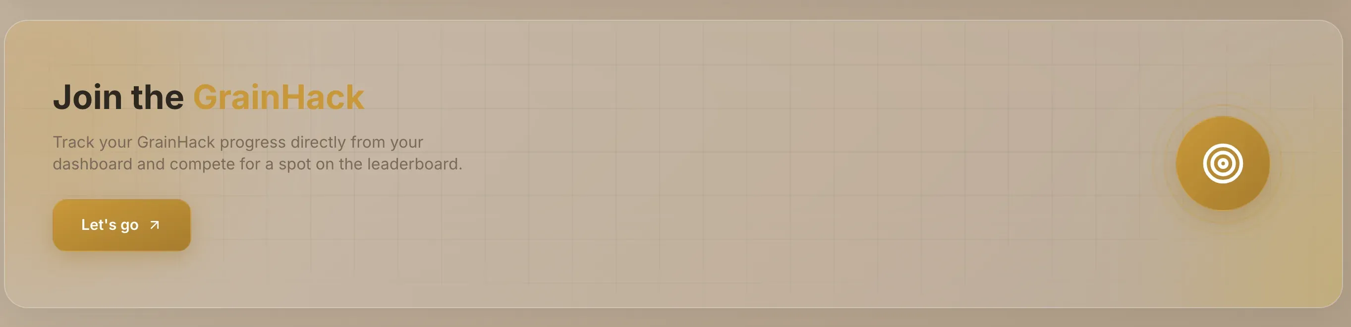 The Join the GrainHack card with the Let's go button
