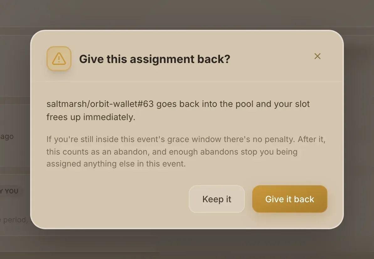 The Give this assignment back? dialog