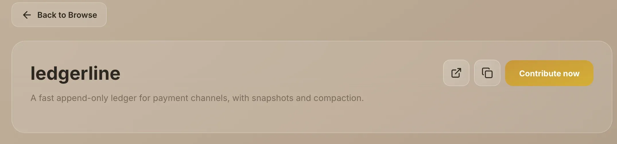 A project page header with the repository name, description, and the GitHub and Copy link buttons