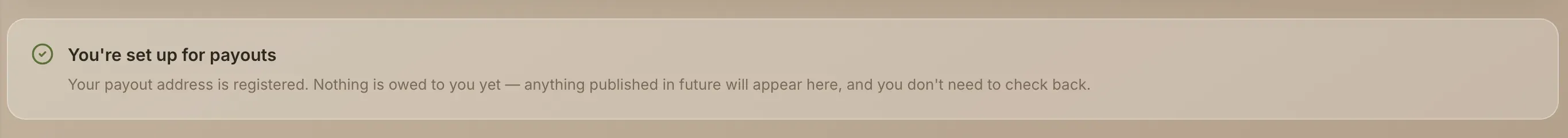 The readiness card saying you're set up for payouts