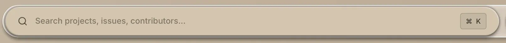 The search bar in the dashboard header, with its Cmd K hint