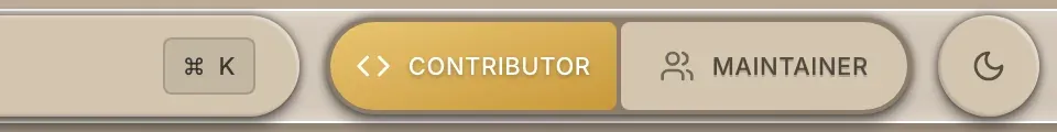 The view switcher in the header, with CONTRIBUTOR selected